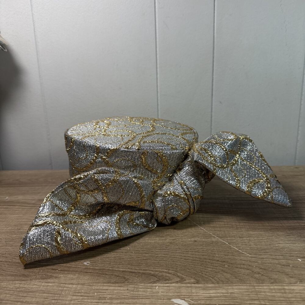 Bea Polk Original Women's Pillbox Hat Silver And Golden